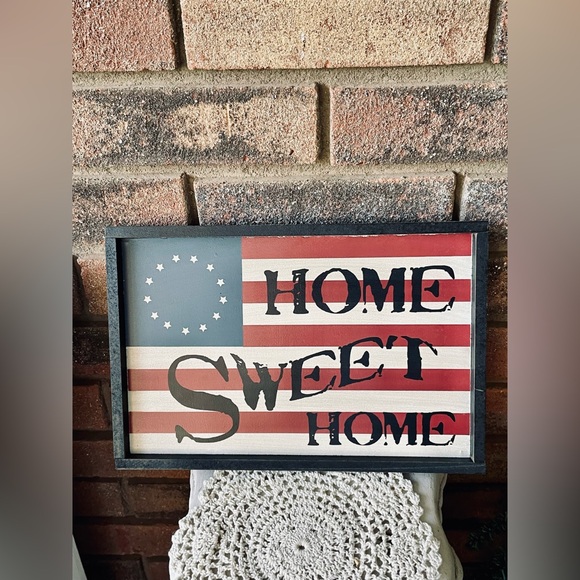 *Home Sweet Home Primitive Flag Sign - Picture 9 of 12